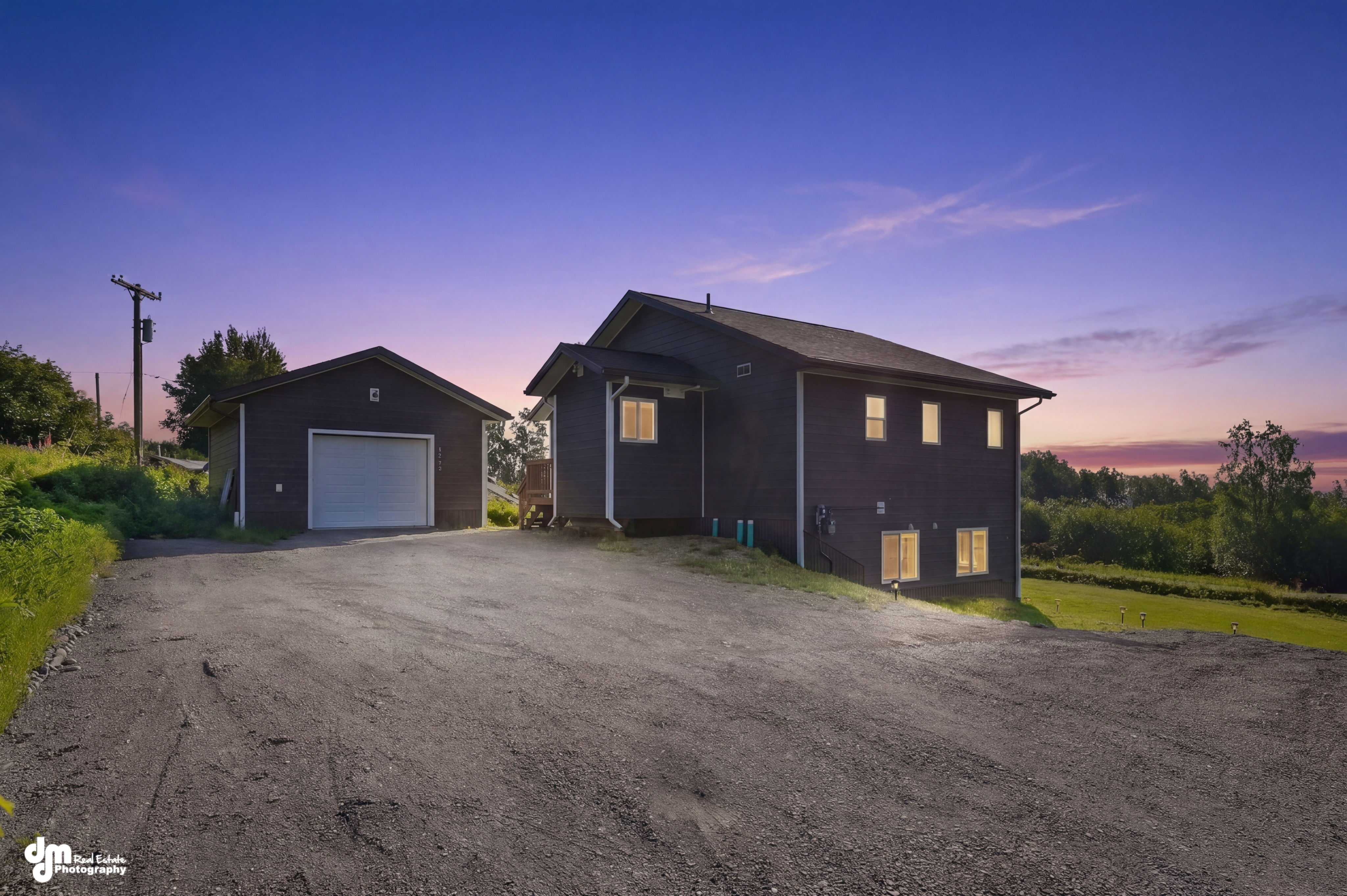 Kachemak Retreat exterior at twilight in Homer, Alaska